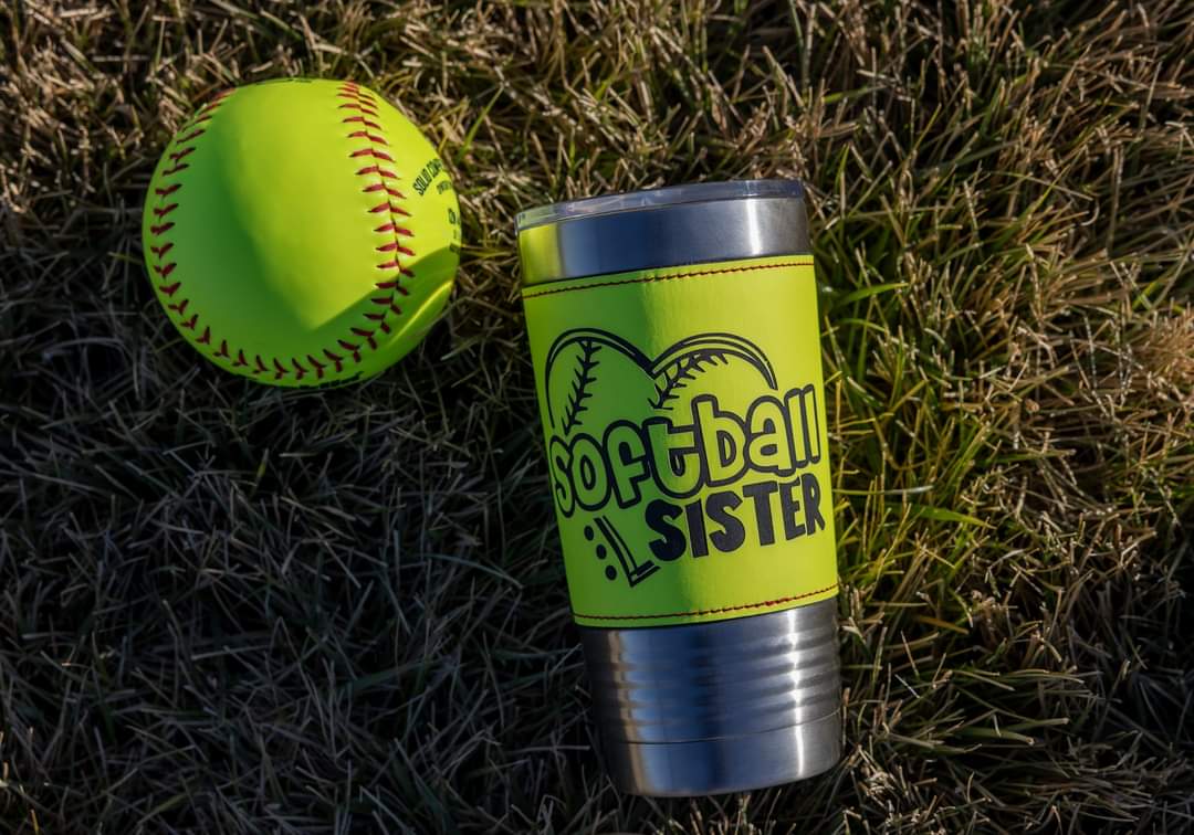 Leatherette 20 oz Laser Engraved Softball Tumbler