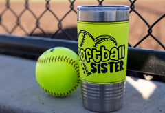 Leatherette 20 oz Laser Engraved Softball Tumbler