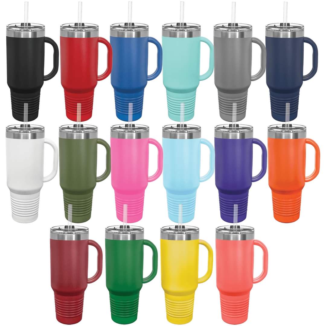 Custom Laser Engraved Travel Tumblers with Handle
