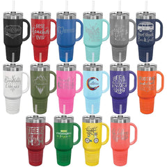 Custom Laser Engraved Travel Tumblers with Handle