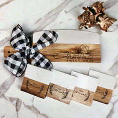 Custom Closing Gift Set- Acopa Marble and Acacia Wood