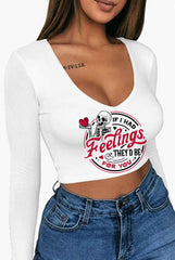 If I Had Feelings They'd Be For You Cropped Long Sleeve Shirt