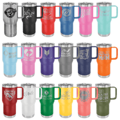 Custom Laser Engraved Travel Tumblers with Handle