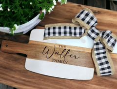 Custom Acopa Marble and Acacia Wood Cutting/Serving Board