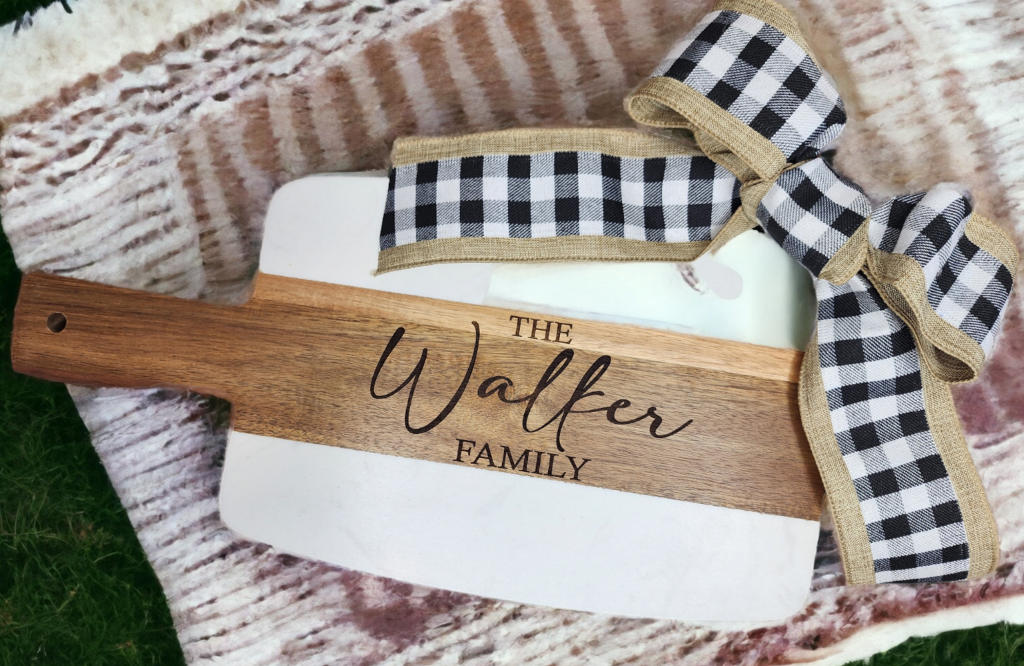 Custom Acopa Marble and Acacia Wood Cutting/Serving Board