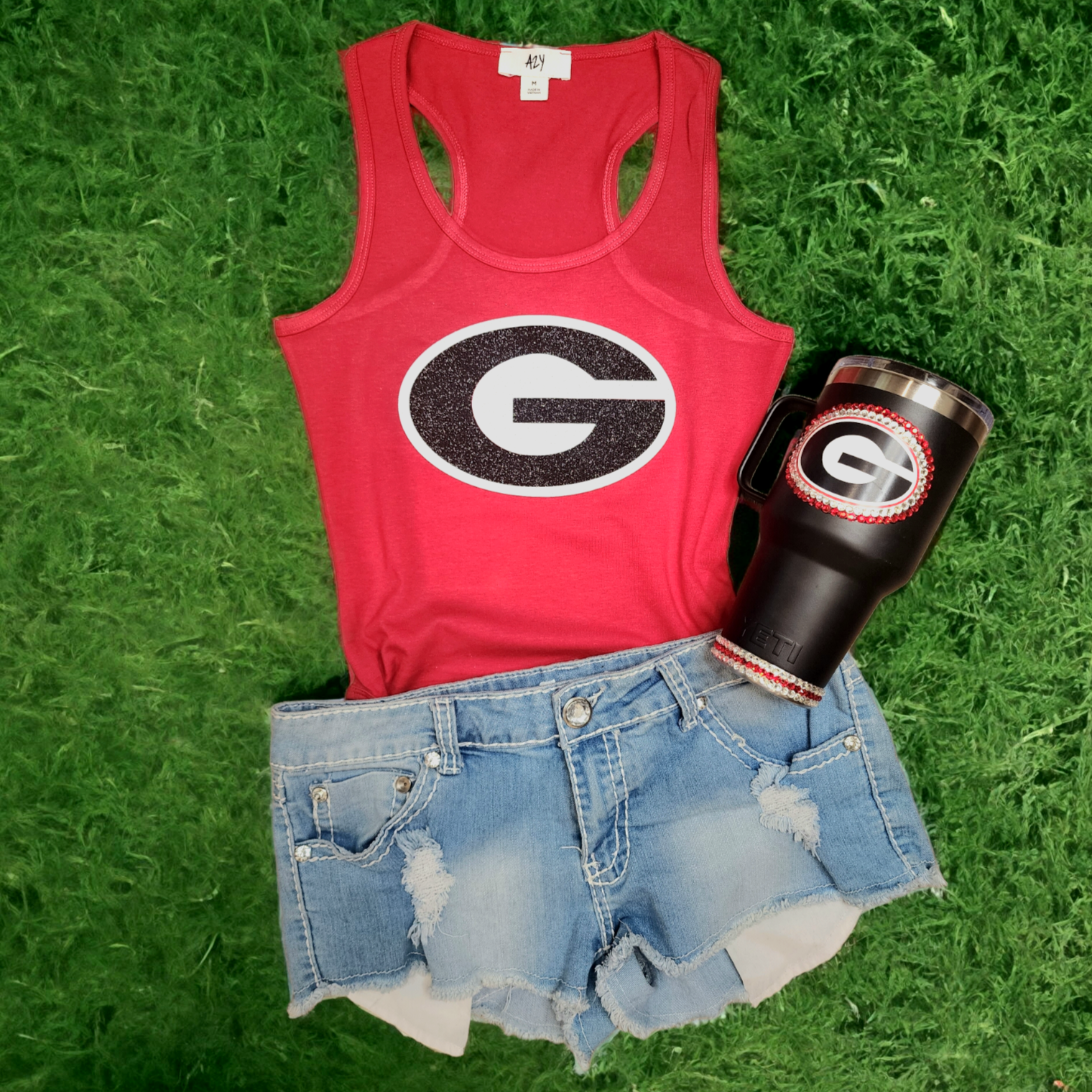 Red Georgia G Glitter Top