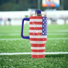 Sparkling American Flag Rhinestone Studded 40 oz. Tumbler