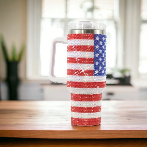 American Flag 40 Oz Handle Tumbler – The Vintage Leopard