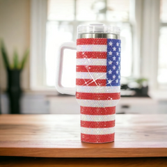 Sparkling American Flag Rhinestone Studded 40 oz. Tumbler