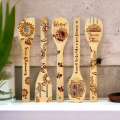 Sunflower 5 Piece Bamboo Cooking Utensil Set