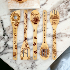 Sunflower 5 Piece Bamboo Cooking Utensil Set