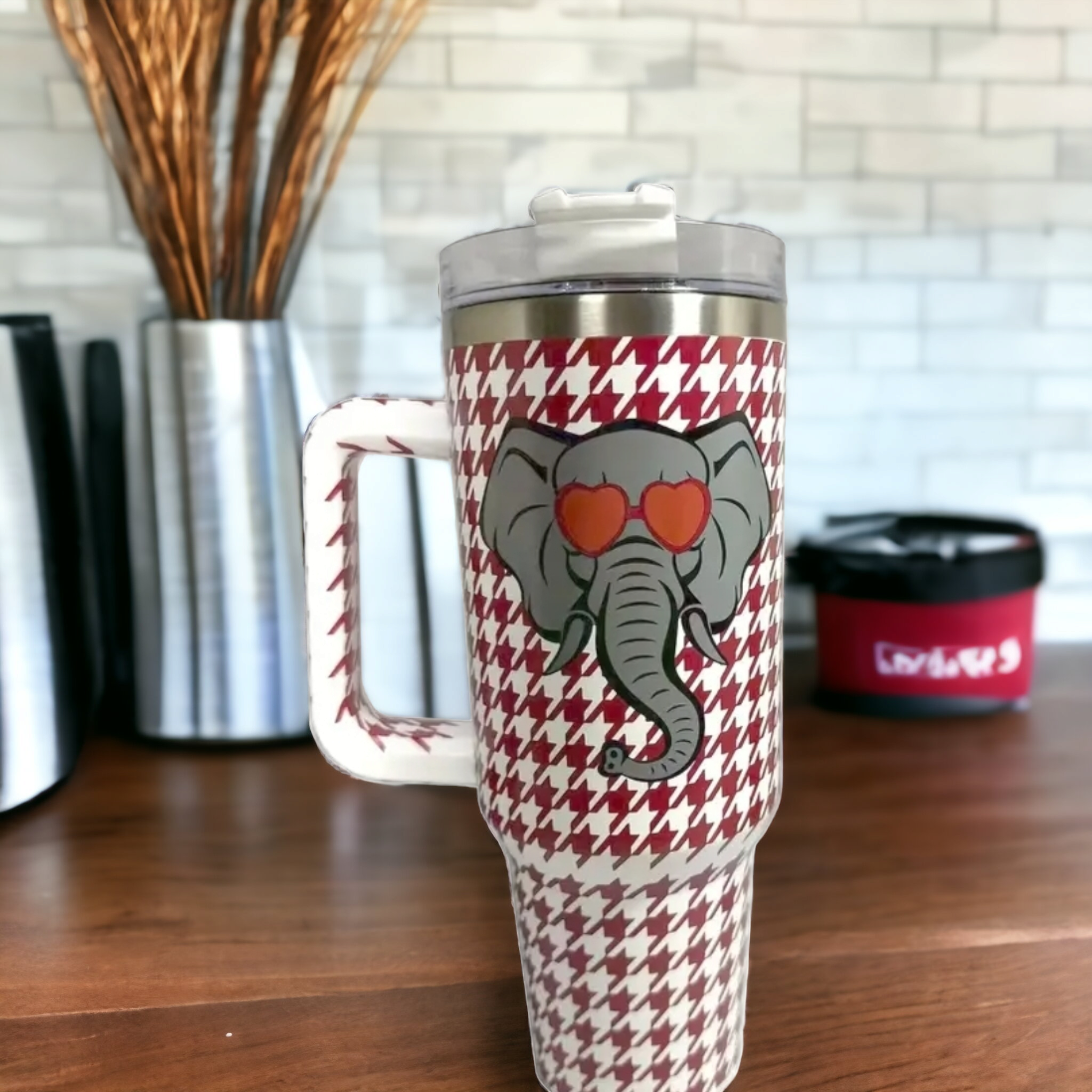 Houndstooth Alabama Elephant 40 oz Tumbler