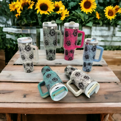 Sunflower 40 Ounce Laser Engraved Tumbler