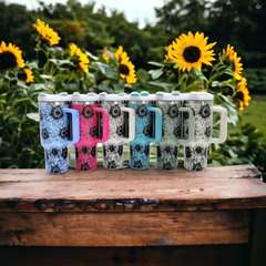 Sunflower 40 Ounce Laser Engraved Tumbler