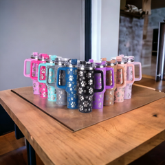 Paw Print 40 Ounce Laser Engraved Tumbler