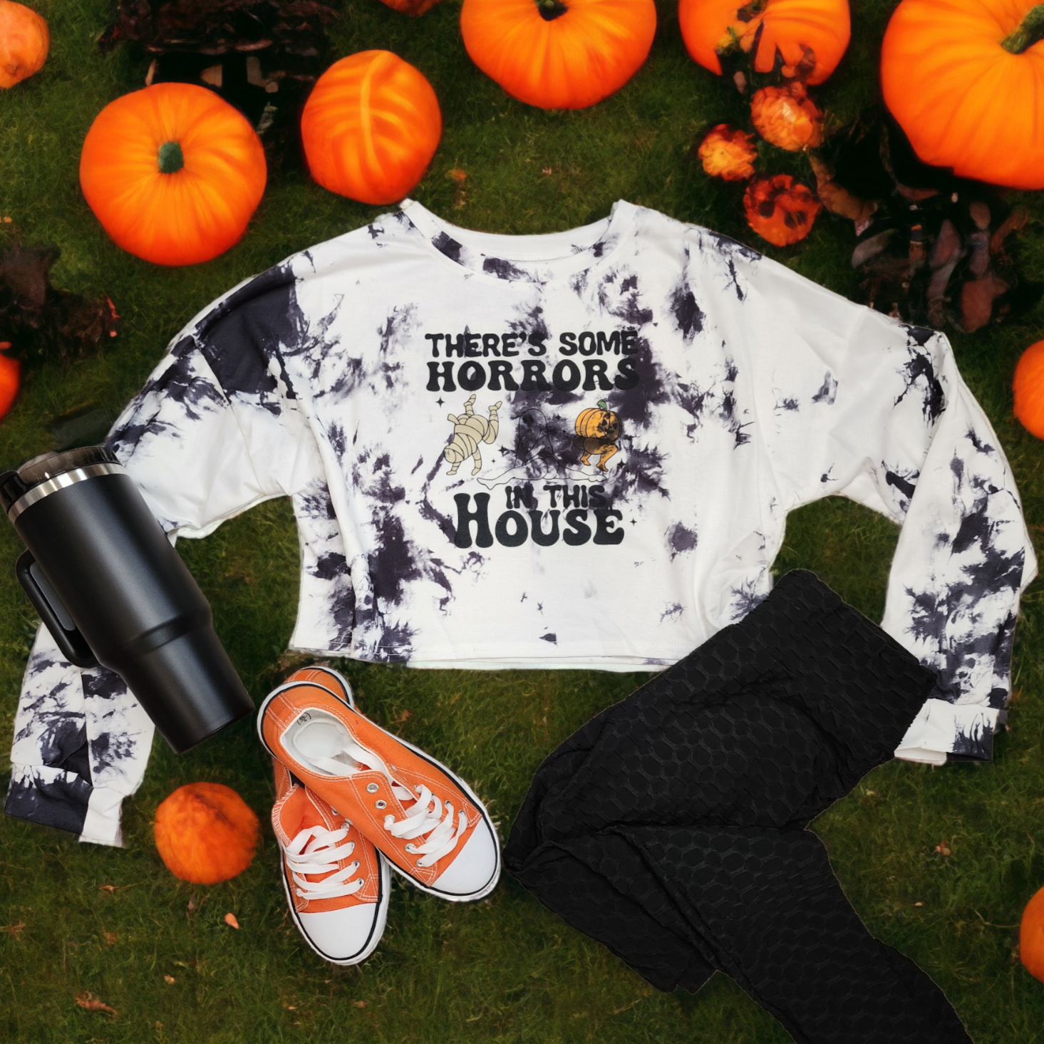 There's Some Horrors in This House Tie Dye Cropped Sweatshirt