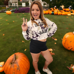 There's Some Horrors in This House Tie Dye Cropped Sweatshirt