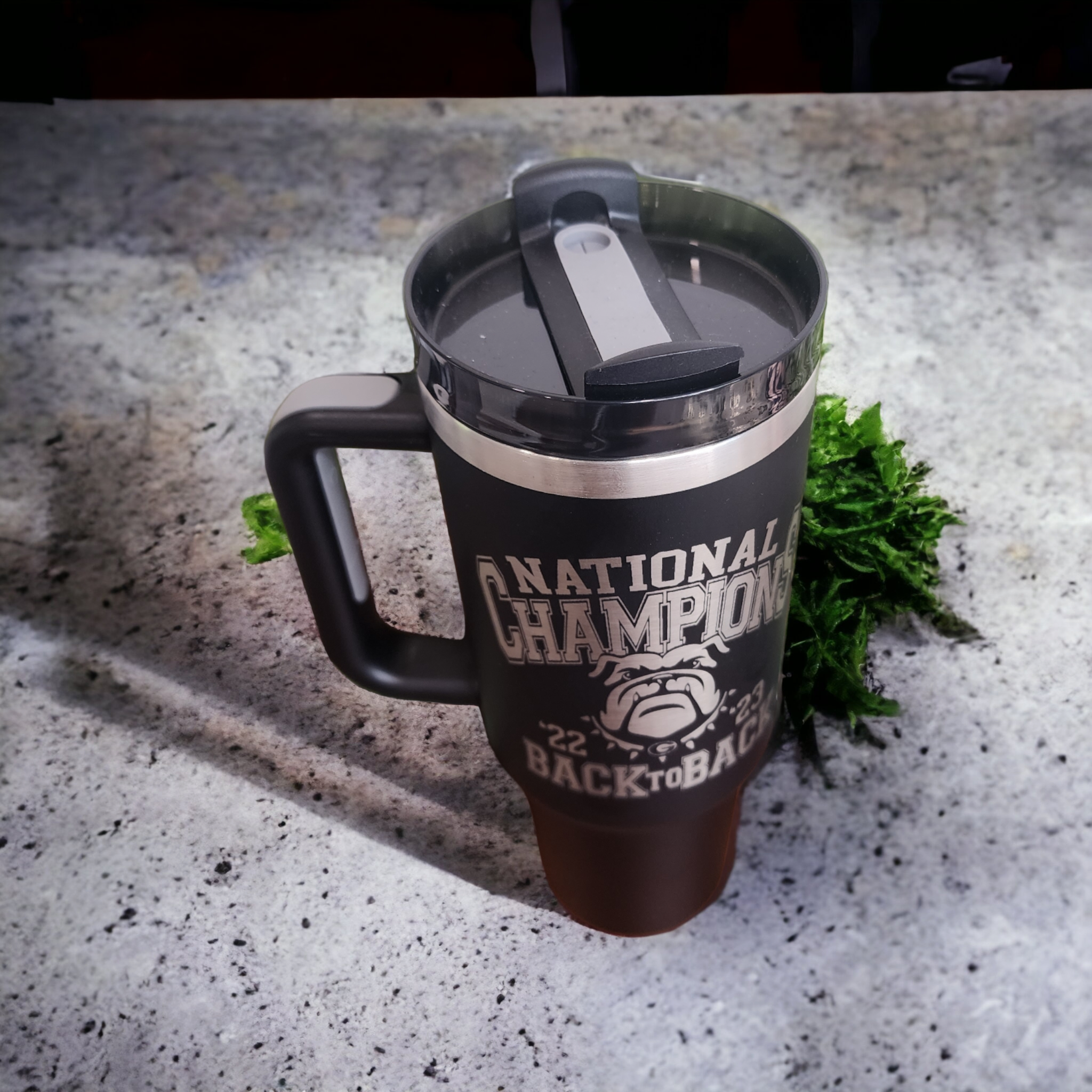 40 oz Laser Engraved Georgia National Champions Travel Tumbler
