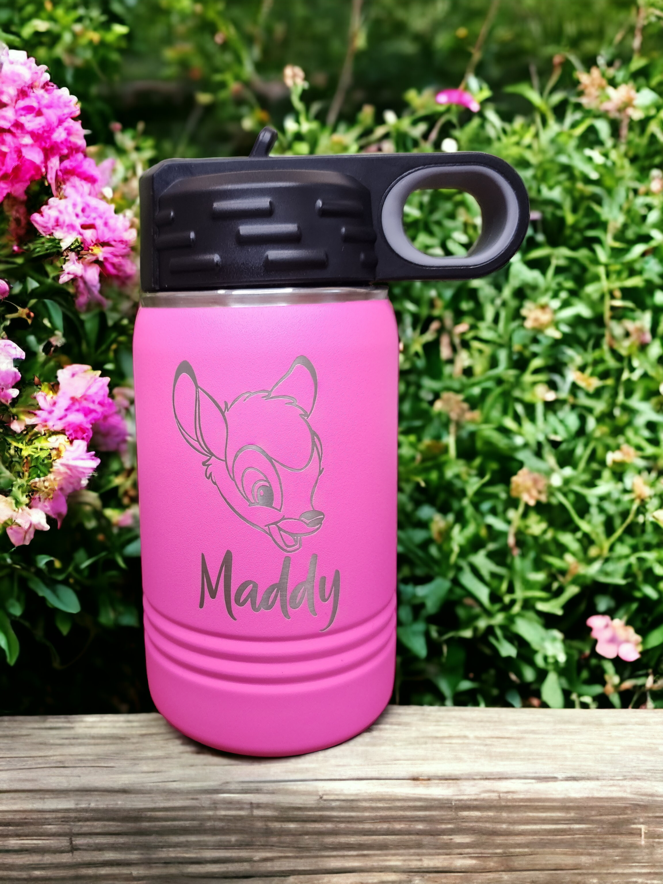 Personalized Stainless Steel Water Bottle with Flip Top Lid