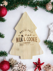 North Pole Milk & Cookies Christmas Bamboo Serving Board