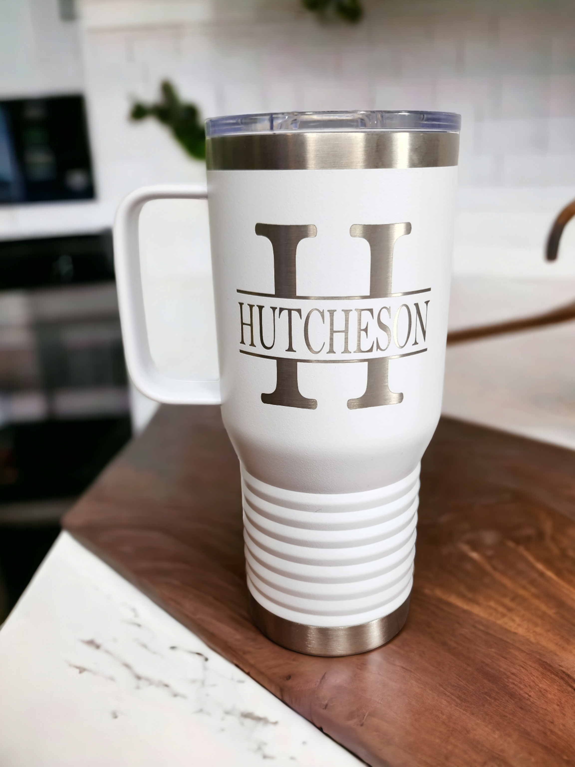 Custom Laser Engraved Travel Tumblers with Handle