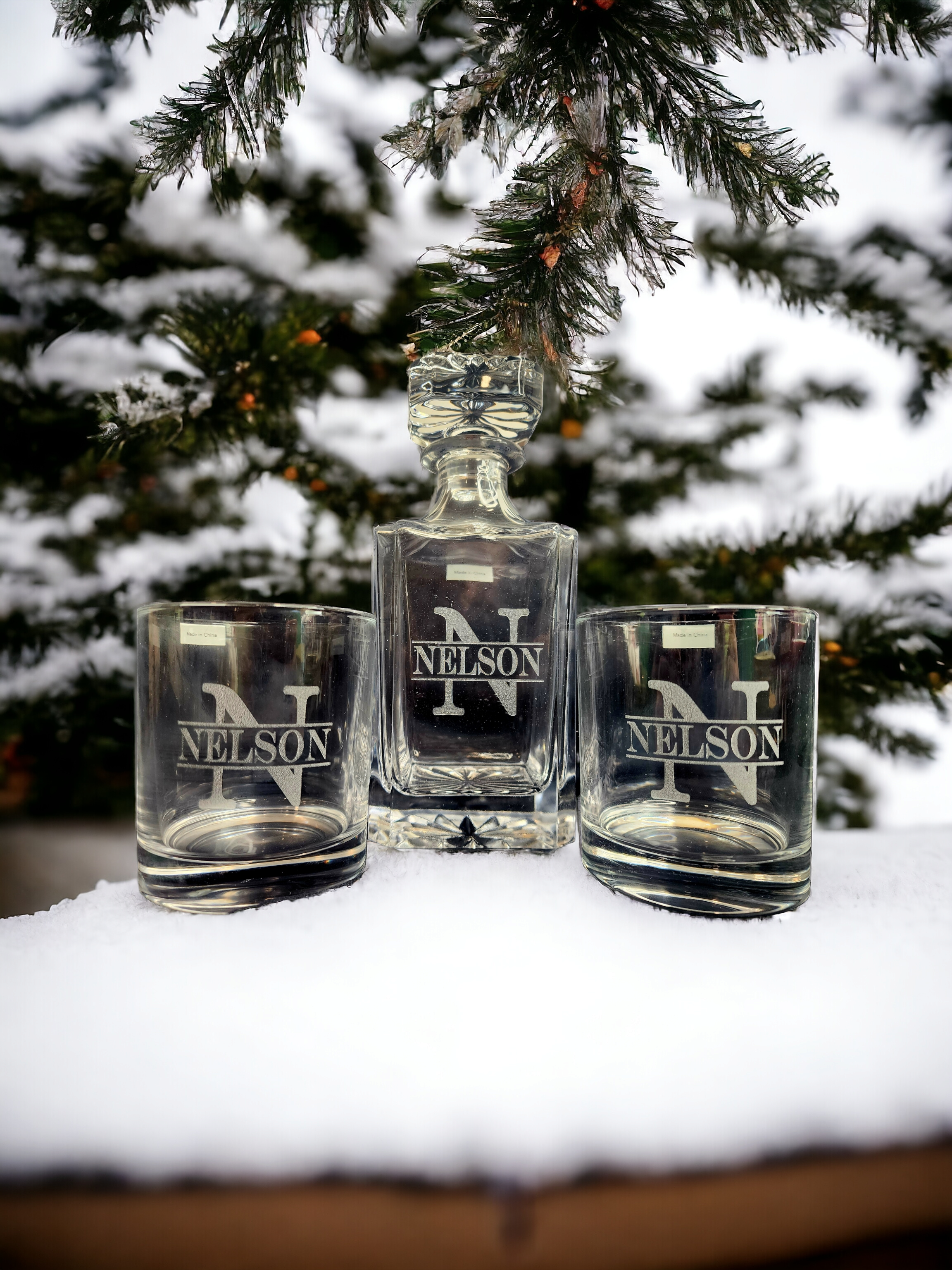 Custom Etched Decanter Set