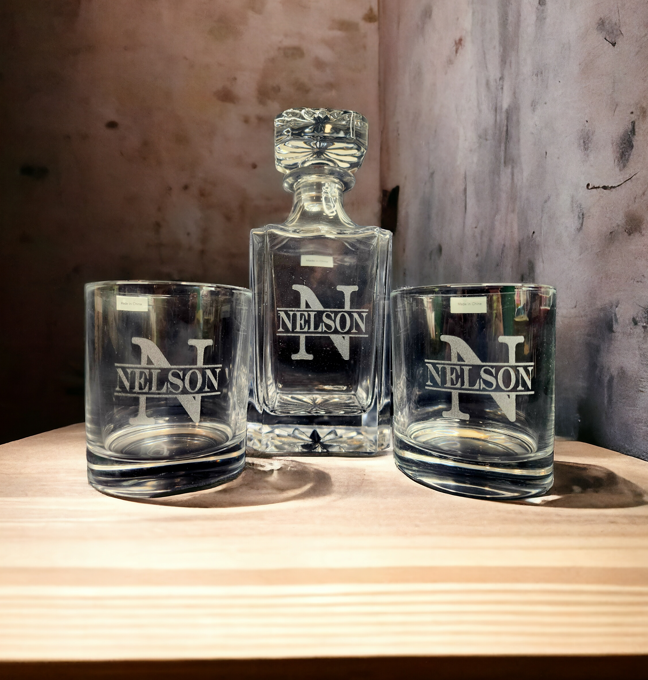 Custom Etched Decanter Set