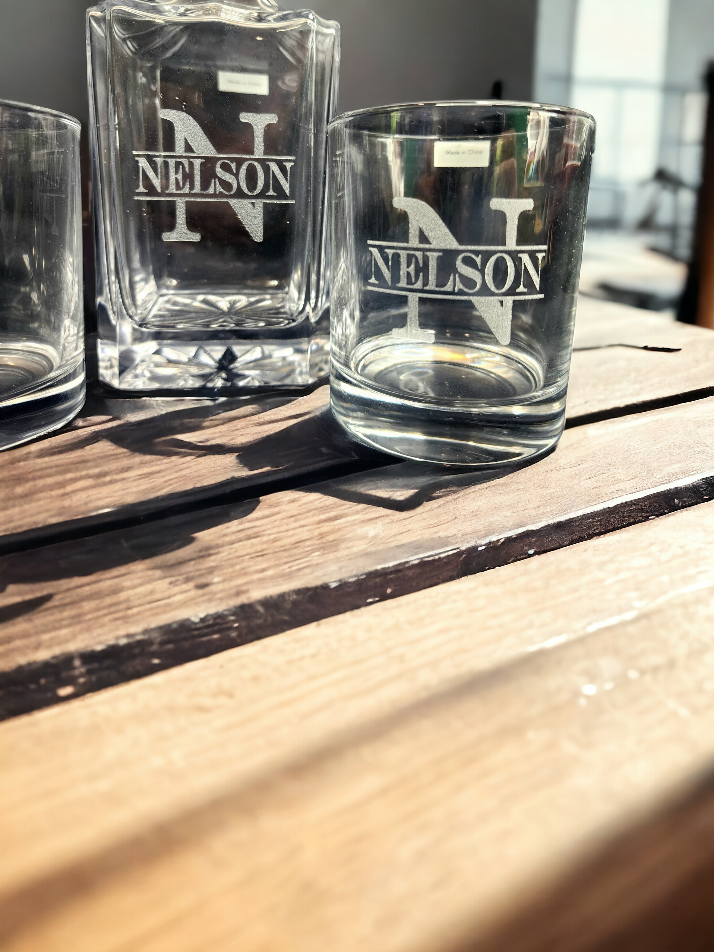 Custom Etched Decanter Set
