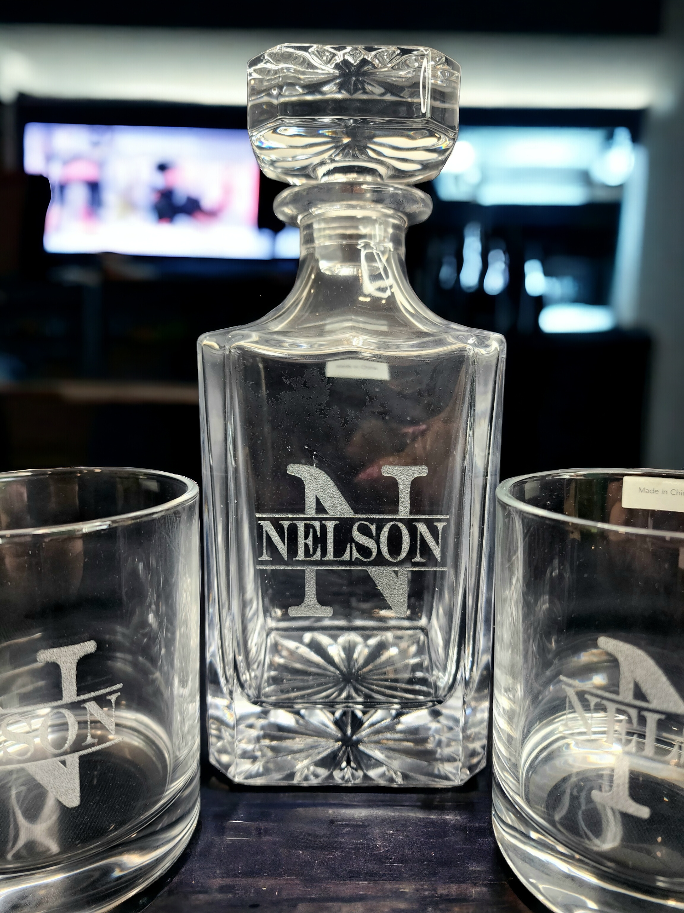 Custom Etched Decanter Set