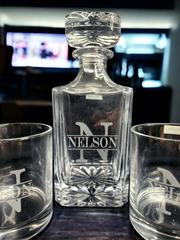 Custom Etched Decanter Set