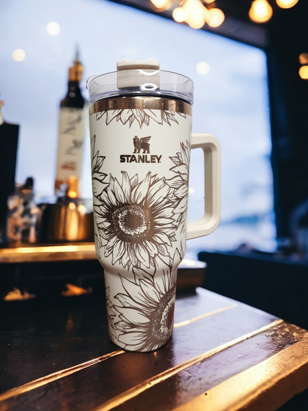 Copper and Cream 40 Oz Engraved Tumbler Magnolia Copper Floral