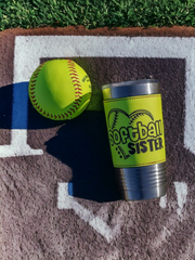 Leatherette 20 oz Laser Engraved Softball Tumbler