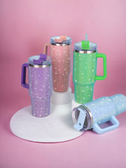 Sparkling Rhinestone Studded 40 oz. Tumbler with Handle
