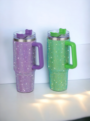 Sparkling Rhinestone Studded 40 oz. Tumbler with Handle