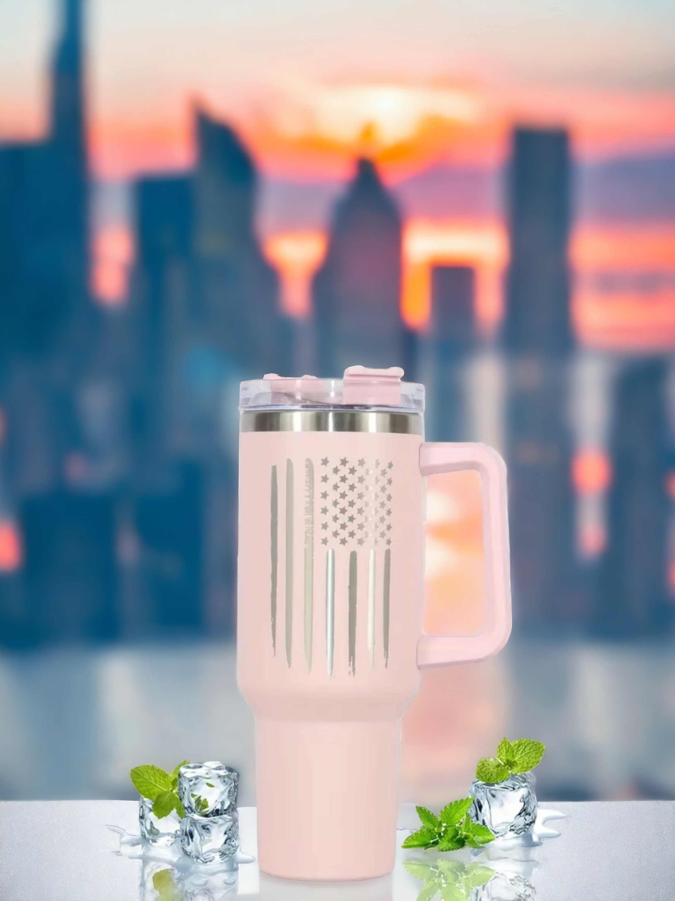 40 oz. American Flag Tumbler with Handle