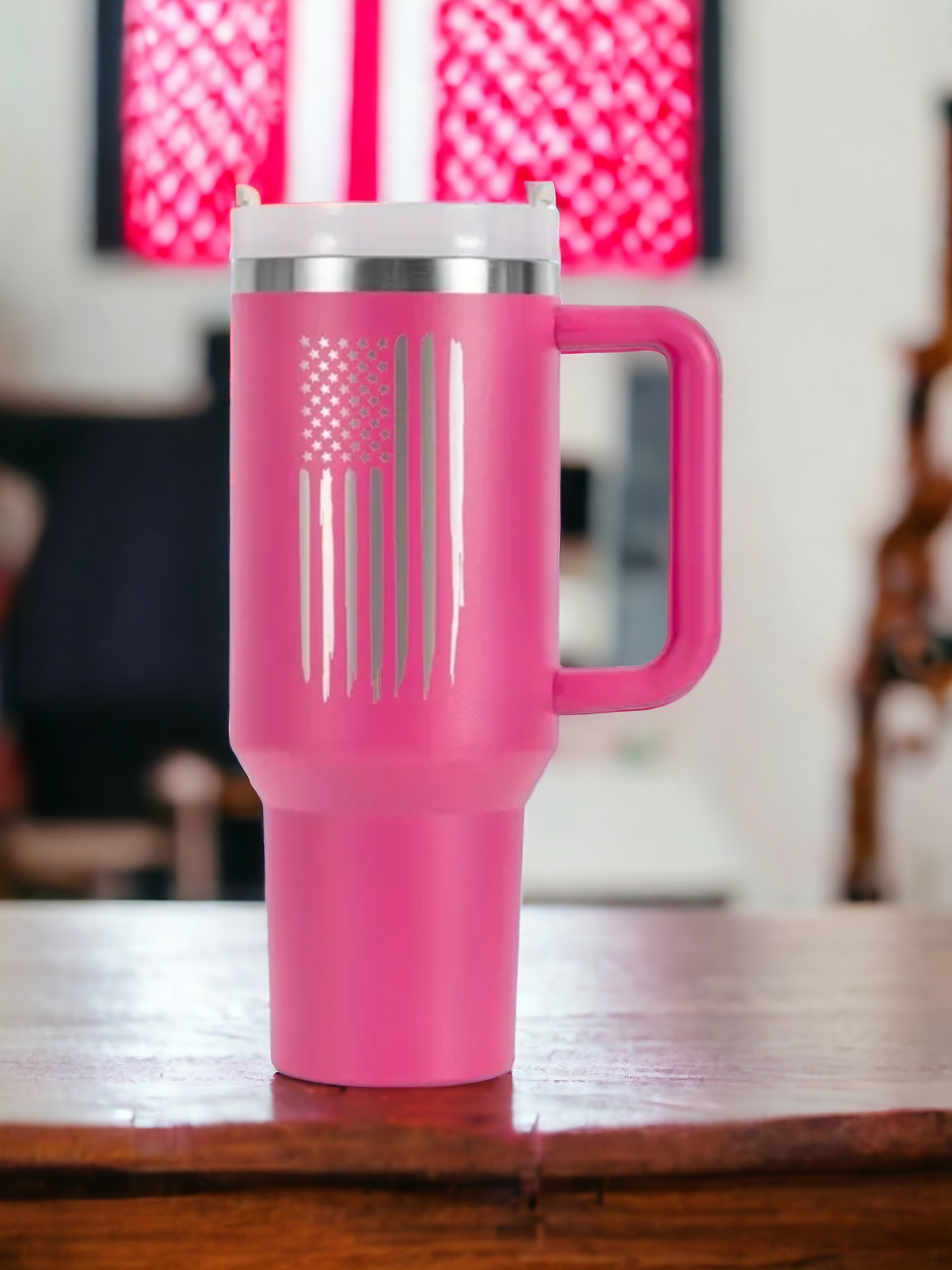 40 oz. American Flag Tumbler with Handle