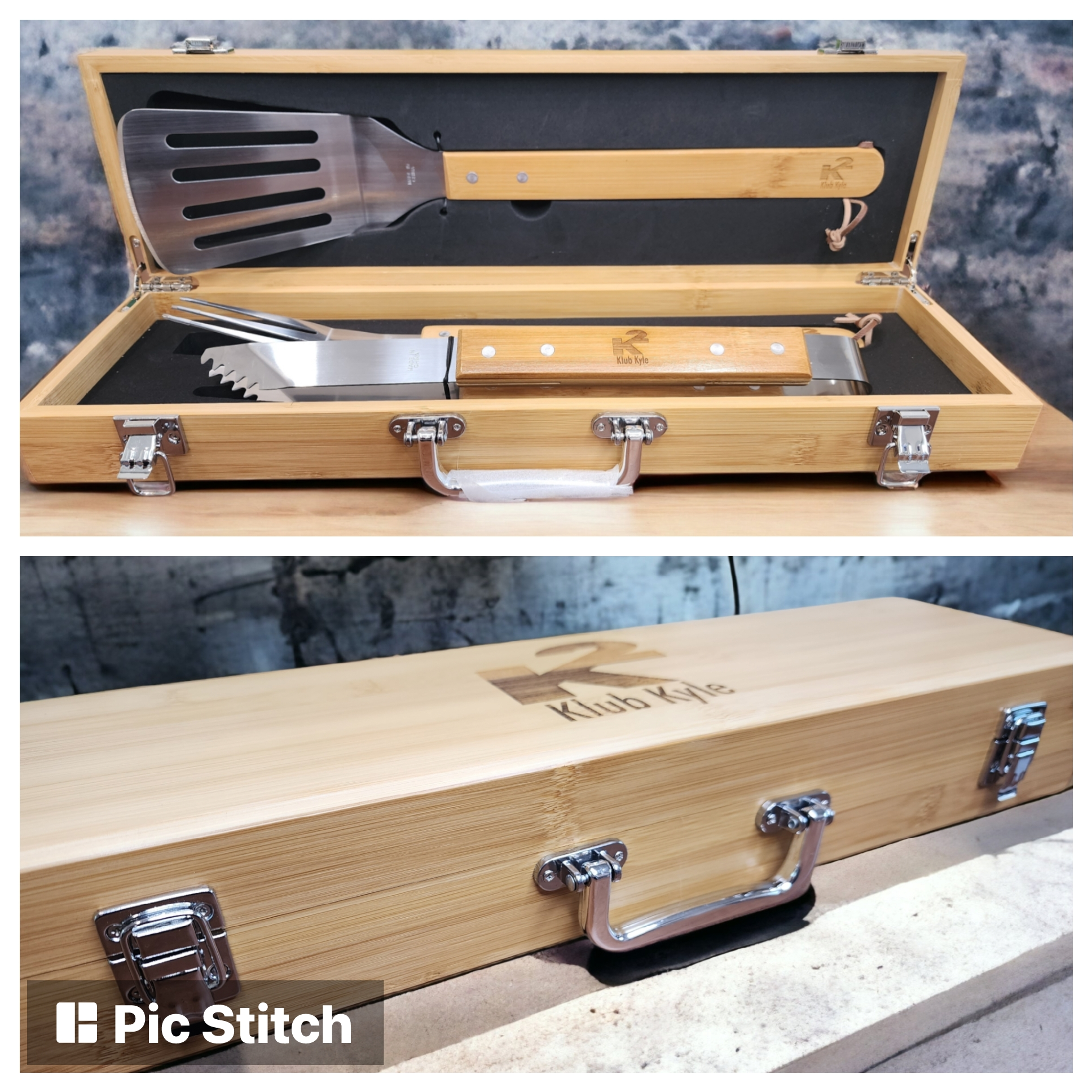 Custom Laser Engraved BBQ Set with Case