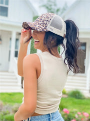 Jags Leopard Print Women's High Ponytail Glitter Hat