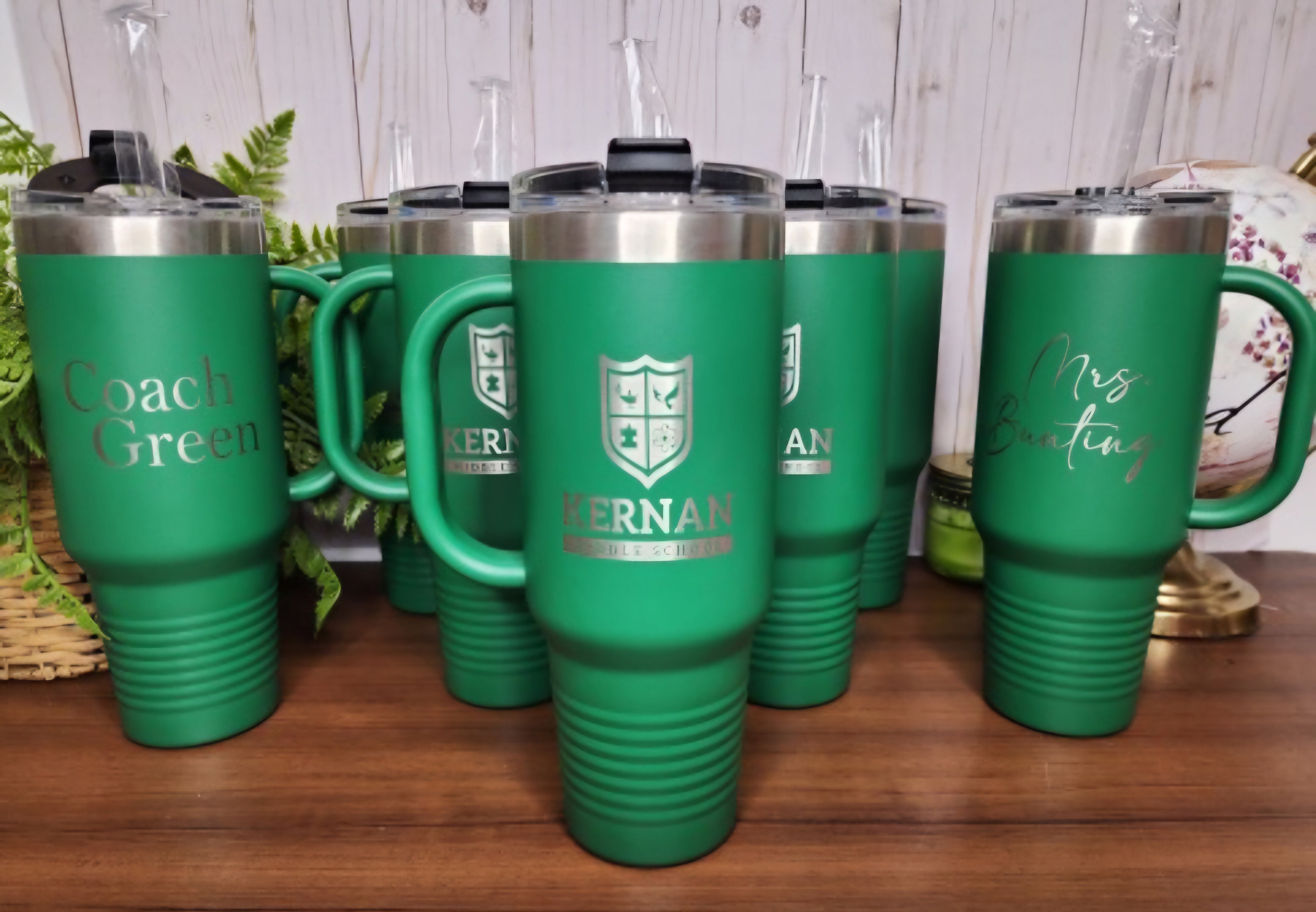 Custom Laser Engraved Travel Tumblers with Handle