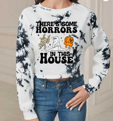 There's Some Horrors in This House Tie Dye Cropped Sweatshirt
