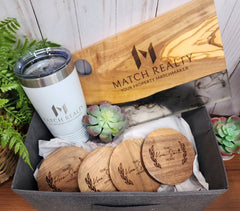 Custom Closing Gift Set- Olive Wood & White Resin