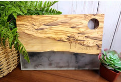 Home Sweet Home Olive Wood and White Resin Serving/Charcuterie Board
