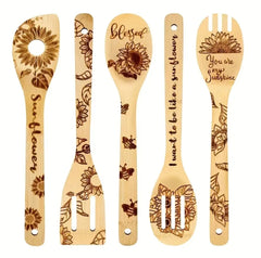 Sunflower 5 Piece Bamboo Cooking Utensil Set