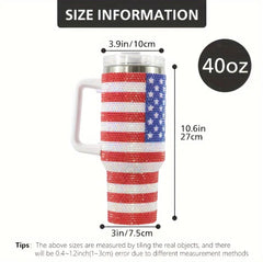 Sparkling American Flag Rhinestone Studded 40 oz. Tumbler