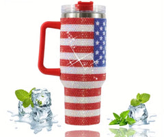 Sparkling American Flag Rhinestone Studded 40 oz. Tumbler