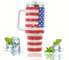 Sparkling American Flag Rhinestone Studded 40 oz. Tumbler