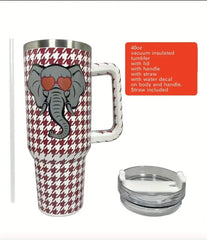 Houndstooth Alabama Elephant 40 oz Tumbler