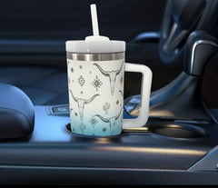 Western Cow Skull 40 Ounce Laser Engraved Tumbler