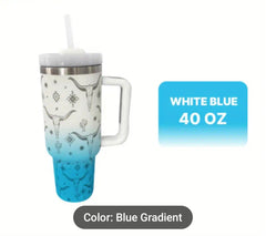 Western Cow Skull 40 Ounce Laser Engraved Tumbler