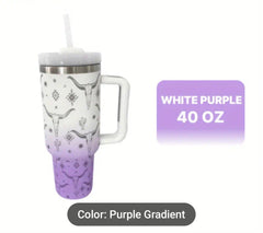 Western Cow Skull 40 Ounce Laser Engraved Tumbler